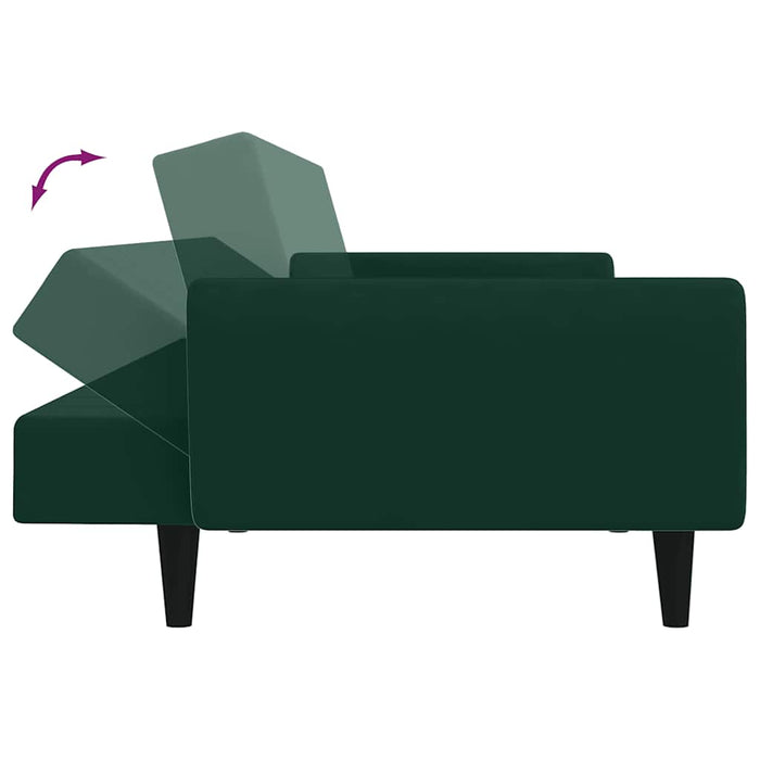 Divano Letto a 2 Posti-Sofa Letto 2 Posti-Daybed Verde Scuro in Velluto 451846