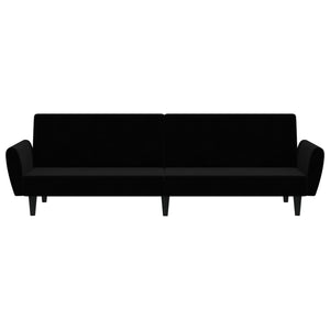Divano Letto a 2 Posti Nero in Velluto 375863