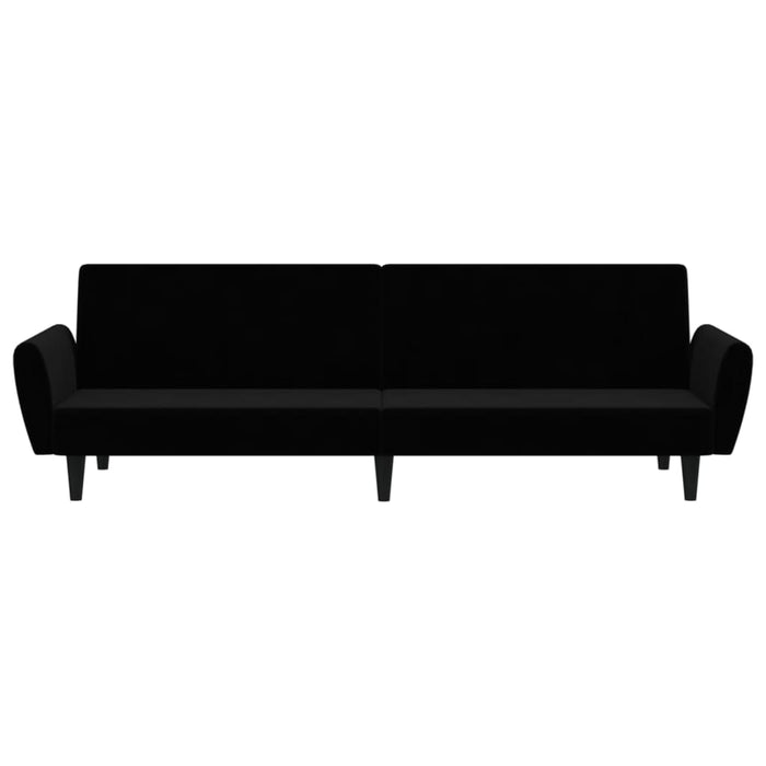 Divano Letto a 2 Posti Nero in Velluto 375863
