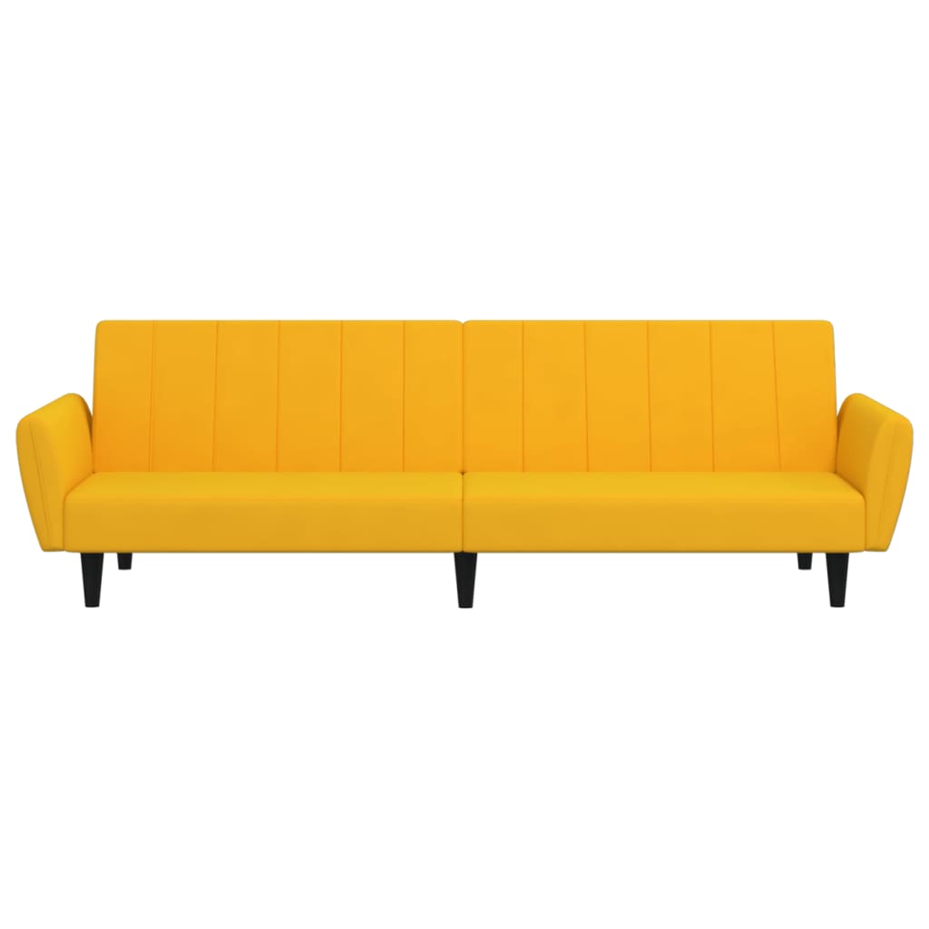 Divano Letto a 2 Posti Giallo in Velluto 375864