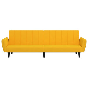 Divano Letto a 2 Posti Giallo in Velluto 375864