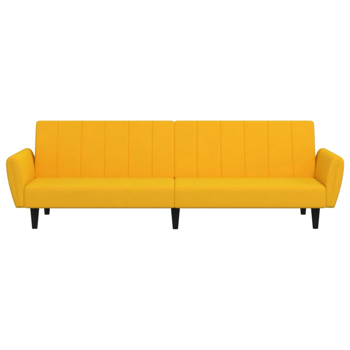 Divano Letto a 2 Posti Giallo in Velluto 375864