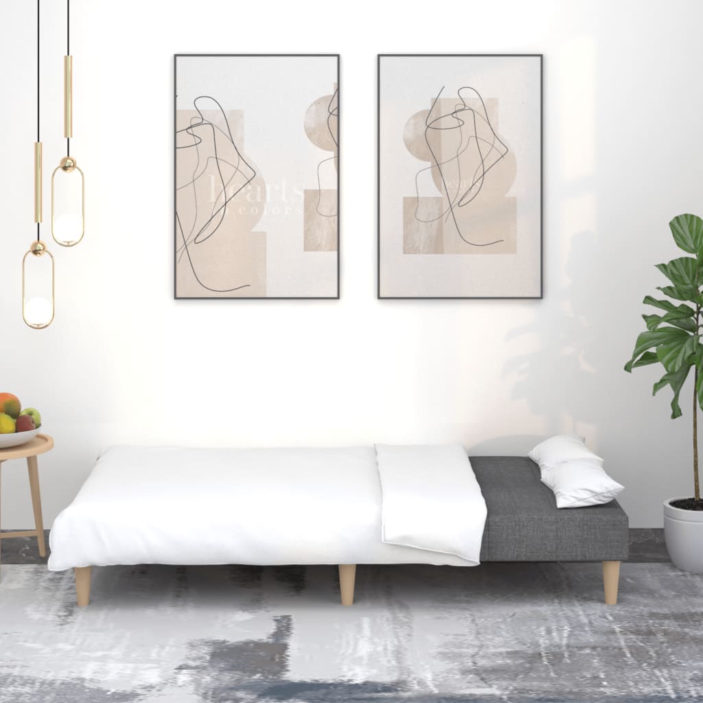 Divano Letto a 2 Posti Grigio Scuro in Tessuto 375866