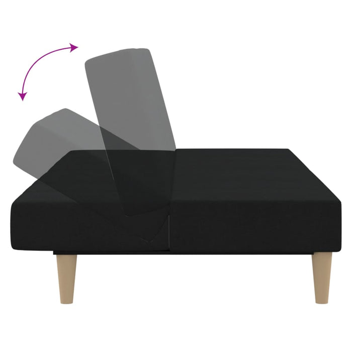 Divano Letto a 2 Posti-Sofa Letto 2 Posti-Daybed Nero in Tessuto 367603