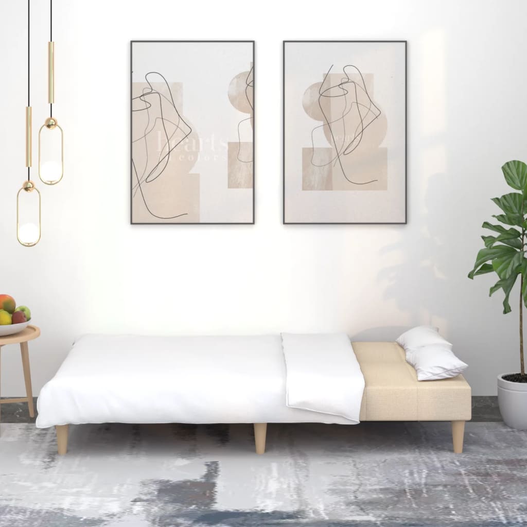 Divano Letto a 2 Posti-Sofa Letto 2 Posti-Daybed Crema in Tessuto 462048