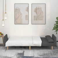 Divano Letto a 2 Posti con 2 Cuscini Grigio Scuro in Tessuto 375870