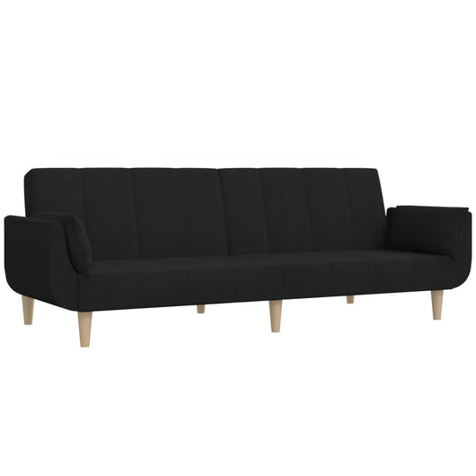 Divano Letto a 2 Posti con 2 Cuscini-Sofa Letto 2 Posti-Daybed Nero in Tessuto 973031