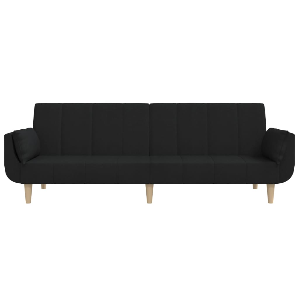 Divano Letto a 2 Posti con 2 Cuscini-Sofa Letto 2 Posti-Daybed Nero in Tessuto 973031