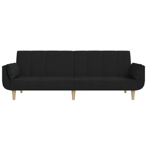 Divano Letto a 2 Posti con 2 Cuscini-Sofa Letto 2 Posti-Daybed Nero in Tessuto 973031