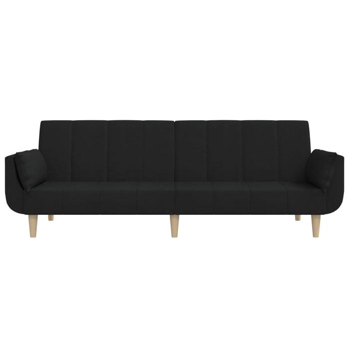 Divano Letto a 2 Posti con 2 Cuscini-Sofa Letto 2 Posti-Daybed Nero in Tessuto 973031