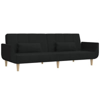 Divano Letto a 2 Posti con 2 Cuscini-Sofa Letto 2 Posti-Daybed Nero in Tessuto 973031