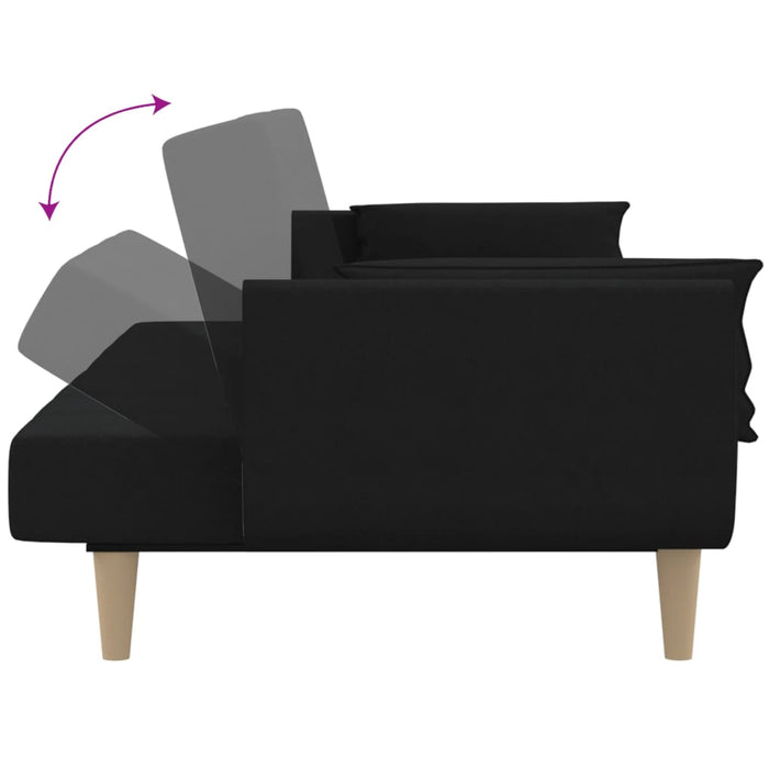 Divano Letto a 2 Posti con 2 Cuscini-Sofa Letto 2 Posti-Daybed Nero in Tessuto 973031