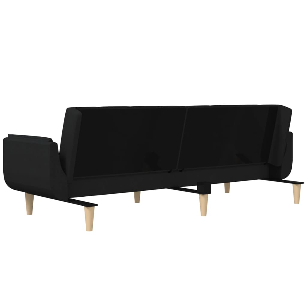 Divano Letto a 2 Posti con 2 Cuscini-Sofa Letto 2 Posti-Daybed Nero in Tessuto 973031