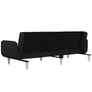 Divano Letto a 2 Posti con 2 Cuscini-Sofa Letto 2 Posti-Daybed Nero in Tessuto 973031