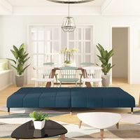 Divano Letto a 2 Posti Blu in Velluto 375873