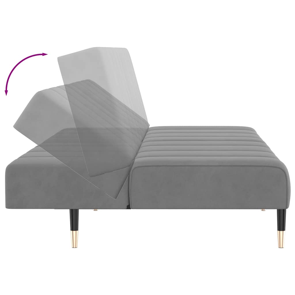 Divano Letto a 2 Posti-Sofa Letto 2 Posti-Daybed Grigio Chiaro in Velluto 362545