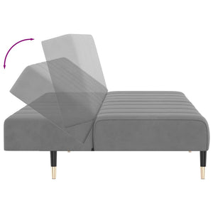 Divano Letto a 2 Posti-Sofa Letto 2 Posti-Daybed Grigio Chiaro in Velluto 362545