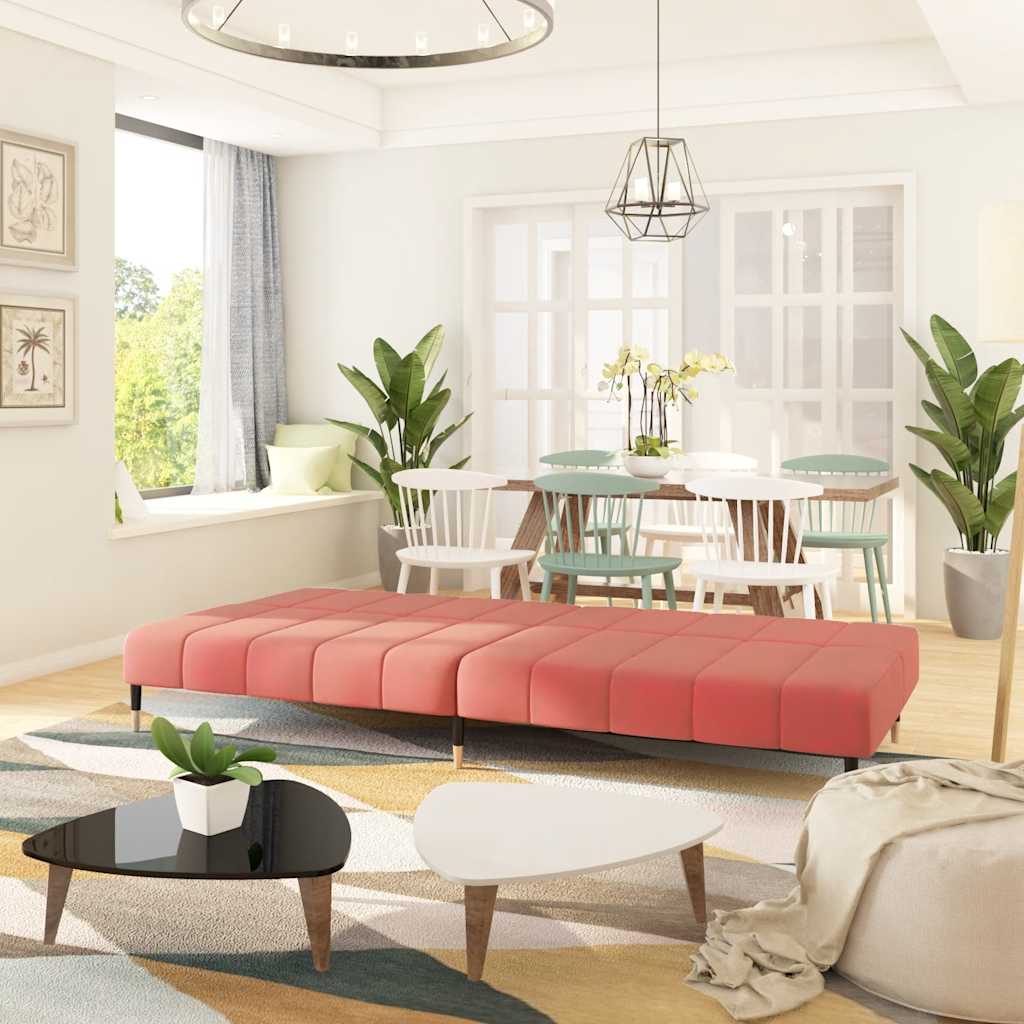 Divano Letto a 2 Posti-Sofa Letto 2 Posti-Daybed Rosa in Velluto 649017