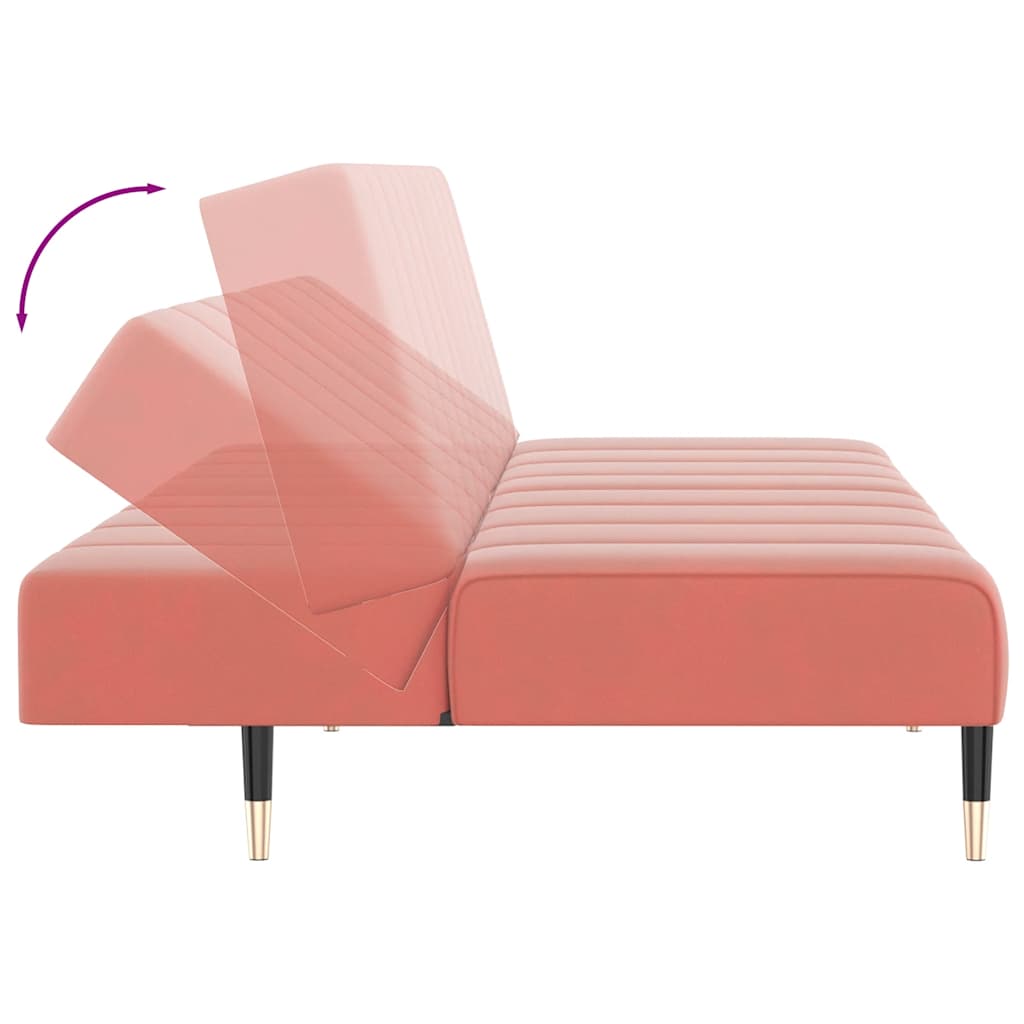 Divano Letto a 2 Posti-Sofa Letto 2 Posti-Daybed Rosa in Velluto 649017