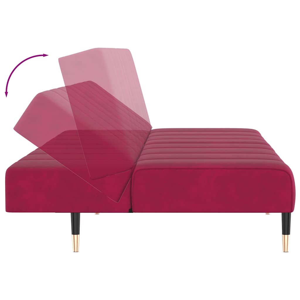 Divano Letto a 2 Posti-Sofa Letto 2 Posti-Daybed Rosso Vino in Velluto 990497