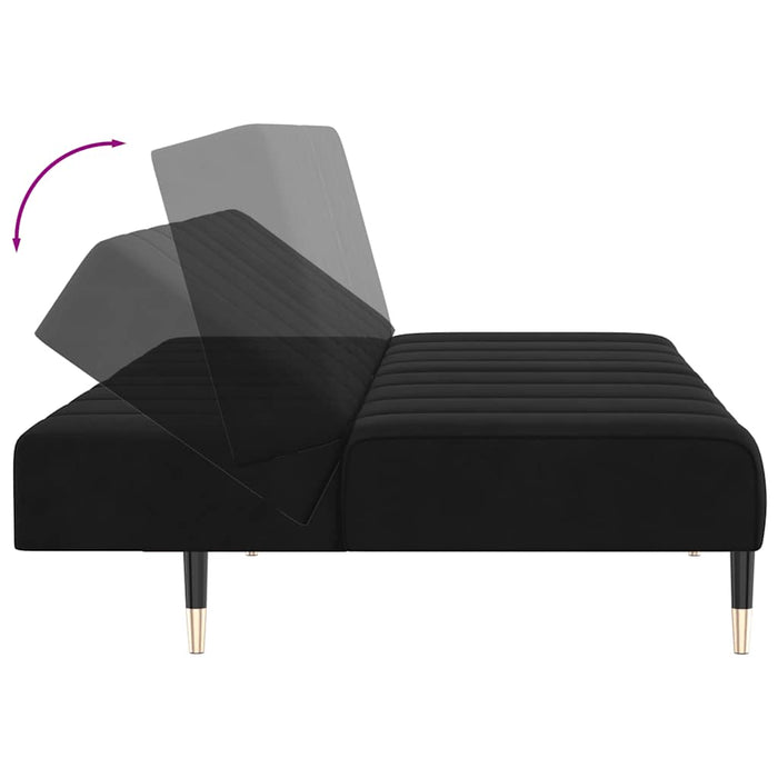 Divano Letto a 2 Posti-Sofa Letto 2 Posti-Daybed Nero in Velluto 497710