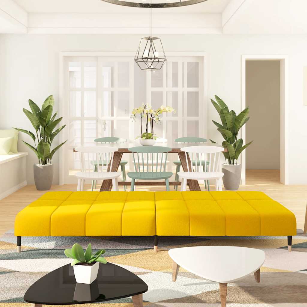 Divano Letto a 2 Posti-Sofa Letto 2 Posti-Daybed Giallo in Velluto 862081