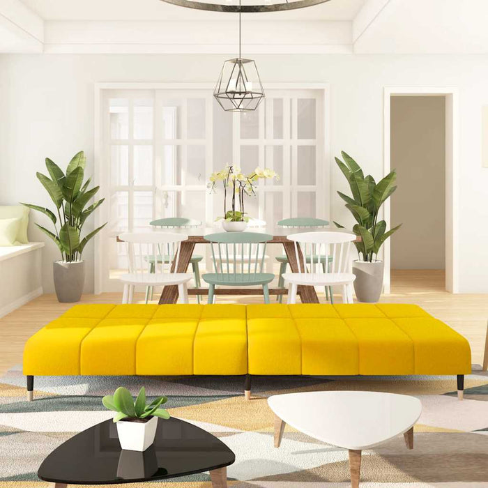 Divano Letto a 2 Posti-Sofa Letto 2 Posti-Daybed Giallo in Velluto 862081