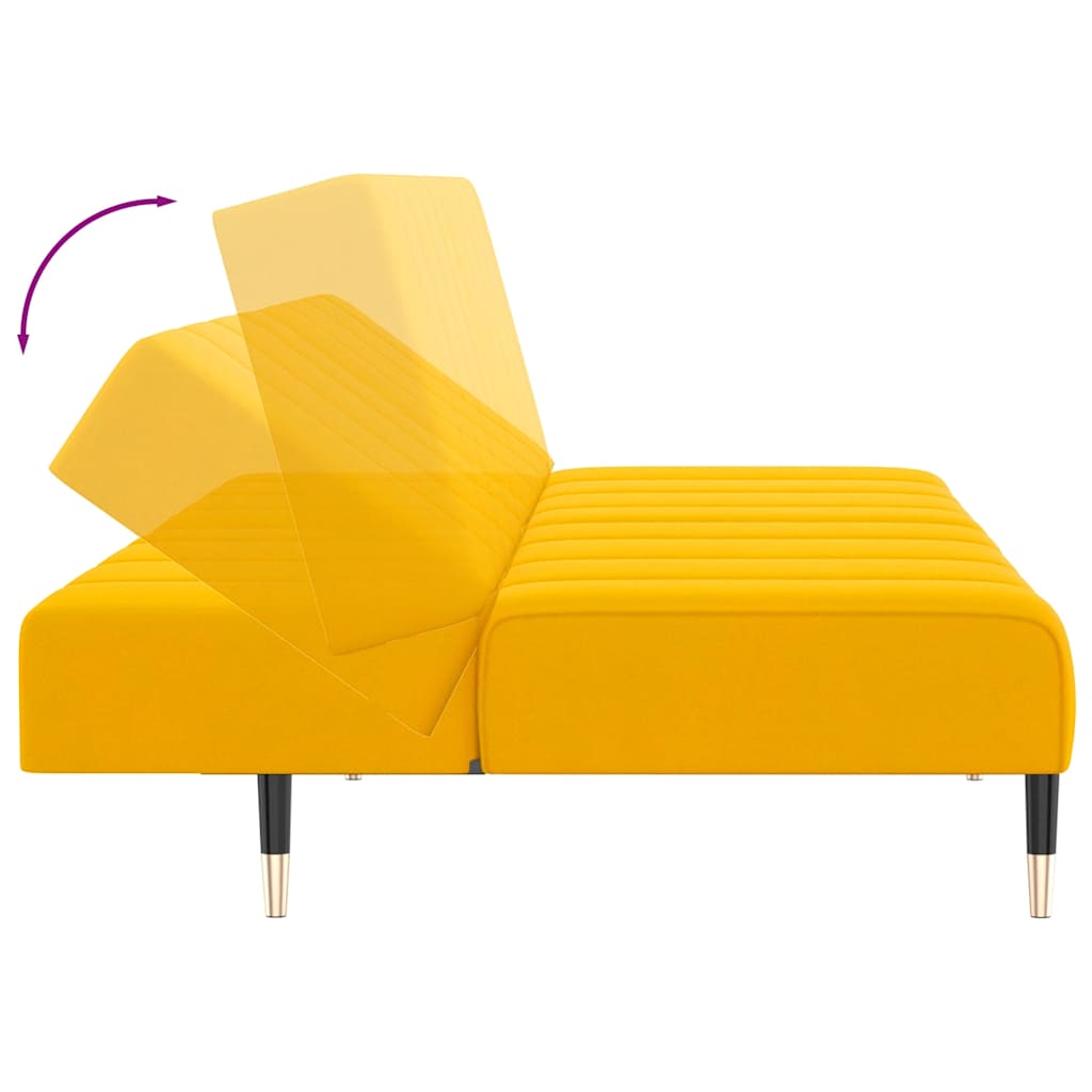 Divano Letto a 2 Posti-Sofa Letto 2 Posti-Daybed Giallo in Velluto 862081