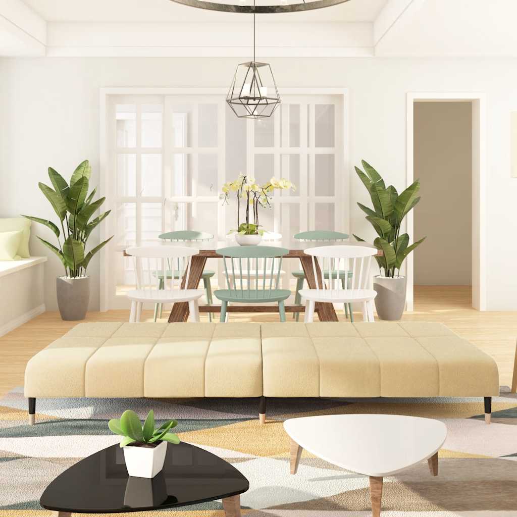 Divano Letto a 2 Posti Crema in Velluto 375883