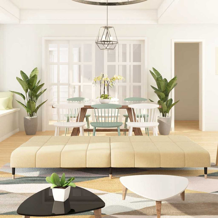 Divano Letto a 2 Posti Crema in Velluto 375883