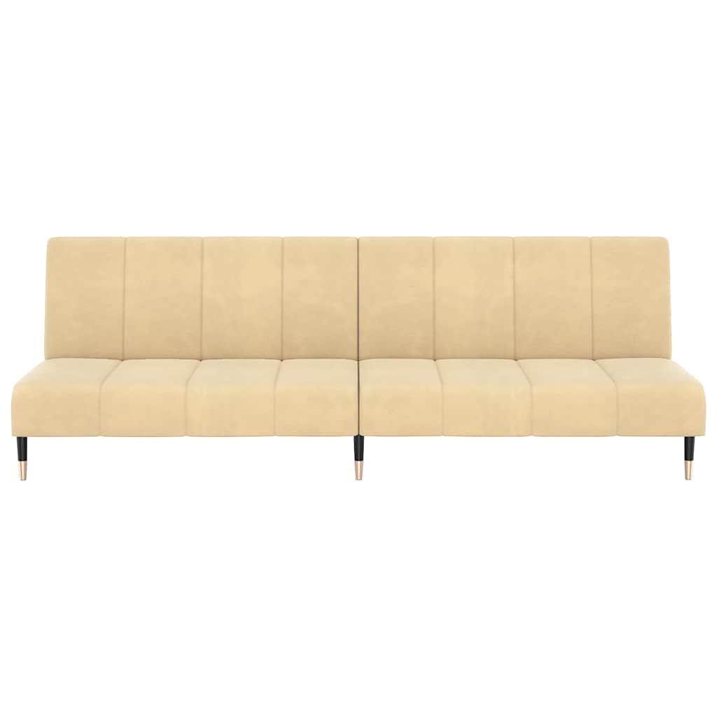 Divano Letto a 2 Posti Crema in Velluto 375883