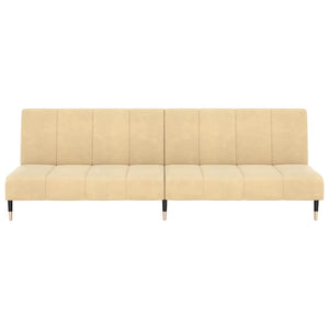 Divano Letto a 2 Posti Crema in Velluto 375883