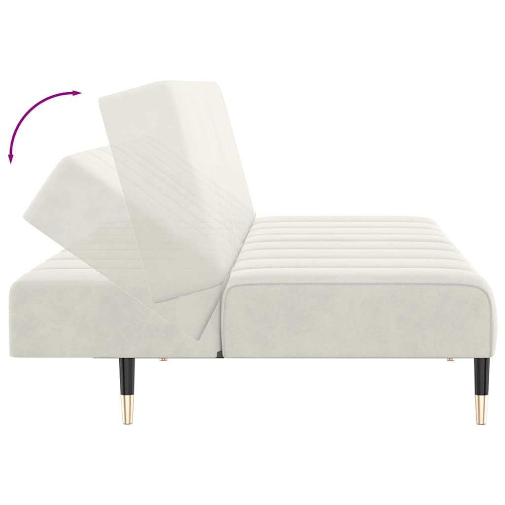 Divano Letto a 2 Posti-Sofa Letto 2 Posti-Daybed Crema in Velluto 219526