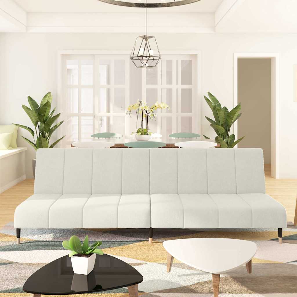 Divano Letto a 2 Posti-Sofa Letto 2 Posti-Daybed Crema in Velluto 219526