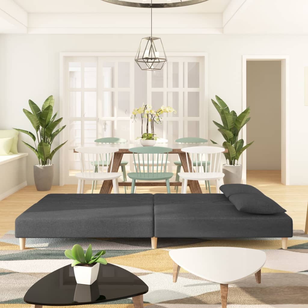 Divano Letto a 2 Posti con 2 Cuscini Grigio Scuro in Tessutocod mxl 88374