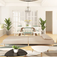 Divano Letto a 2 Posti con 2 Cuscini-Sofa Letto 2 Posti-Daybed Crema in Tessuto 104792