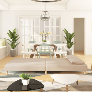 Divano Letto a 2 Posti con 2 Cuscini-Sofa Letto 2 Posti-Daybed Crema in Tessuto 104792