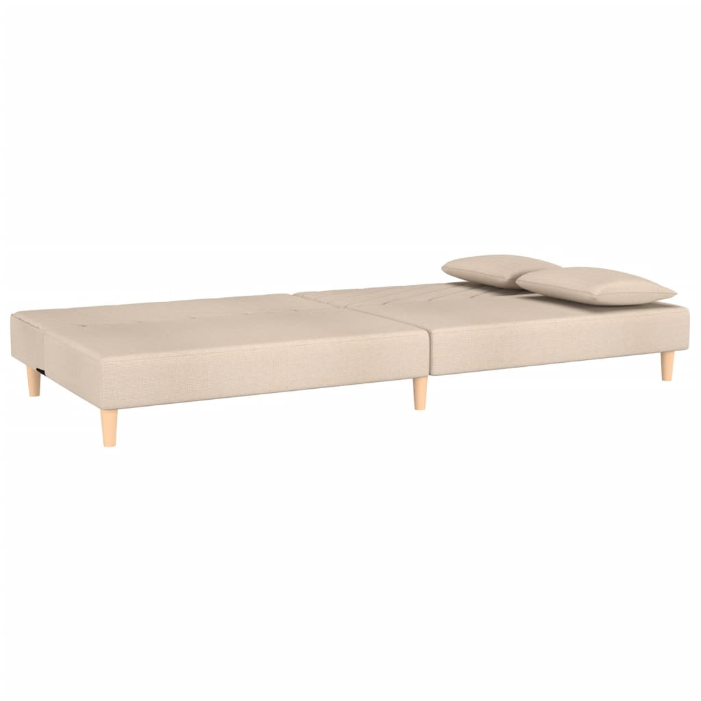 Divano Letto a 2 Posti con 2 Cuscini-Sofa Letto 2 Posti-Daybed Crema in Tessuto 104792