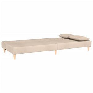 Divano Letto a 2 Posti con 2 Cuscini-Sofa Letto 2 Posti-Daybed Crema in Tessuto 104792