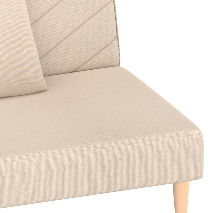 Divano Letto a 2 Posti con 2 Cuscini-Sofa Letto 2 Posti-Daybed Crema in Tessuto 104792