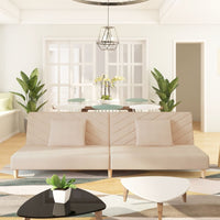 Divano Letto a 2 Posti con 2 Cuscini-Sofa Letto 2 Posti-Daybed Crema in Tessuto 104792