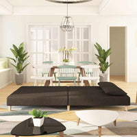 Divano Letto a 2 Posti con 2 Cuscini-Sofa Letto 2 Posti-Daybed Marrone in Tessuto