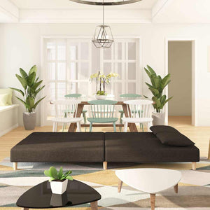 Divano Letto a 2 Posti con 2 Cuscini-Sofa Letto 2 Posti-Daybed Marrone in Tessuto
