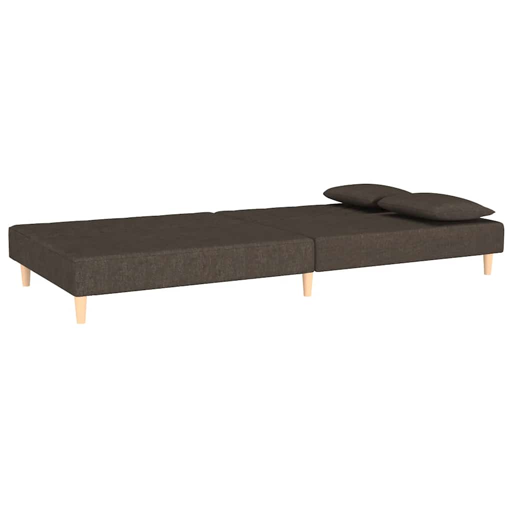 Divano Letto a 2 Posti con 2 Cuscini-Sofa Letto 2 Posti-Daybed Marrone in Tessuto
