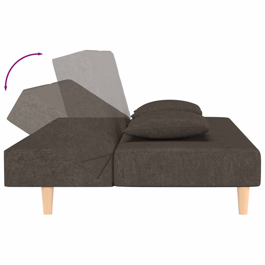 Divano Letto a 2 Posti con 2 Cuscini-Sofa Letto 2 Posti-Daybed Marrone in Tessuto