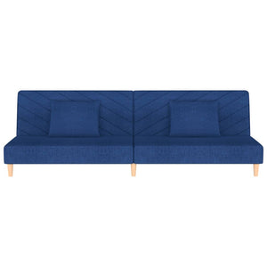 Divano Letto a 2 Posti con 2 Cuscini Blu in Tessuto