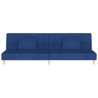 Divano Letto a 2 Posti con 2 Cuscini Blu in Tessuto 375893