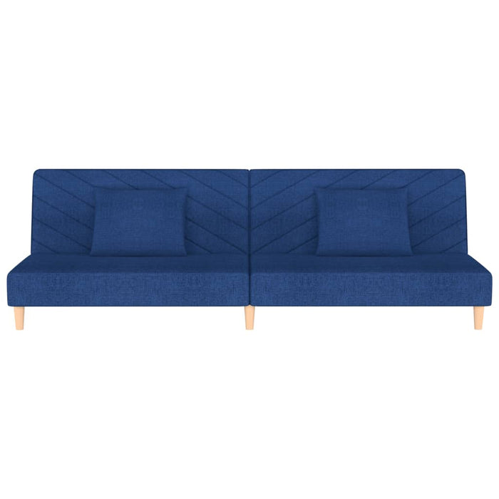 Divano Letto a 2 Posti con 2 Cuscini Blu in Tessuto 375893