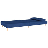 Divano Letto a 2 Posti con 2 Cuscini Blu in Tessuto 375893