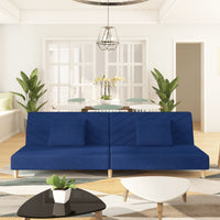 Divano Letto a 2 Posti con 2 Cuscini Blu in Tessuto 375893